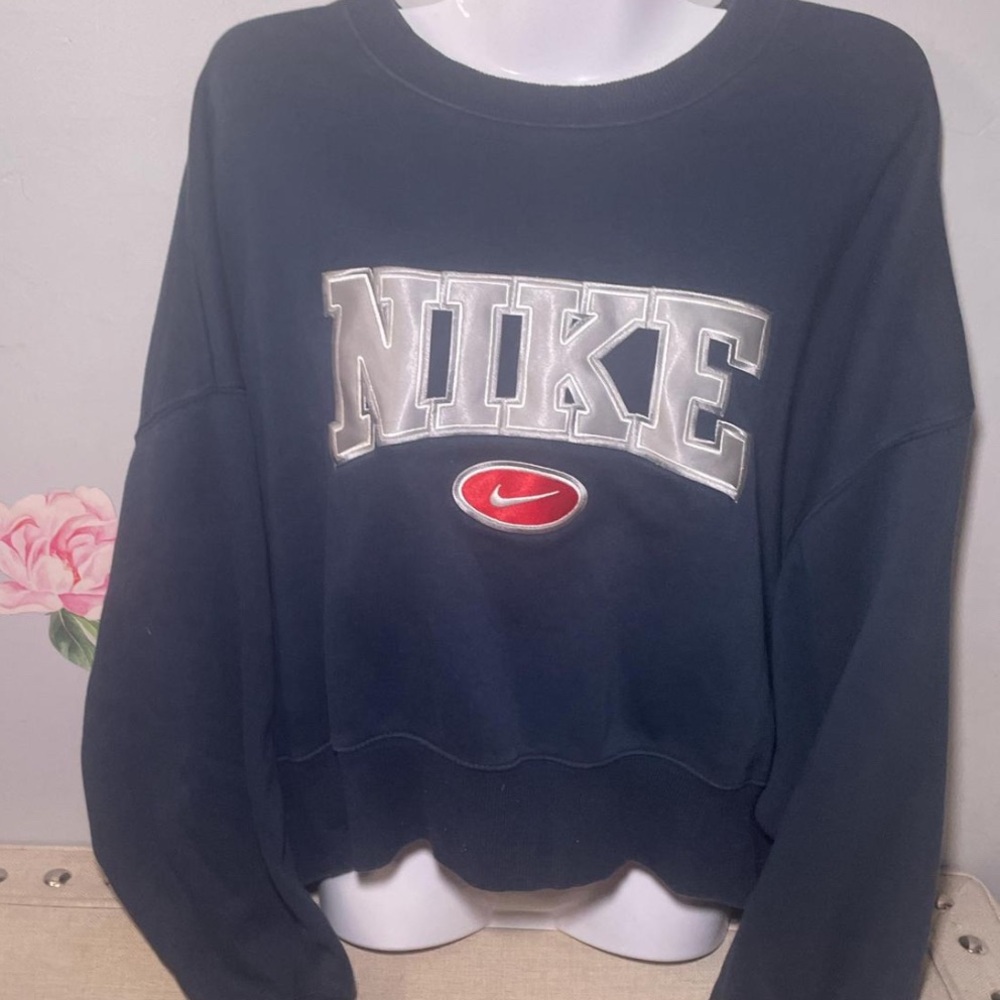 Nike Women's Dark Blue Sweatshirt with Logo